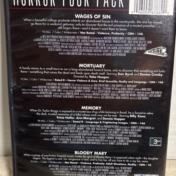 Horror Four Pack DVD Set Wages Of Sin Mortuary Memory Bloody Mary Echo Bridge - Picture 2 of 4